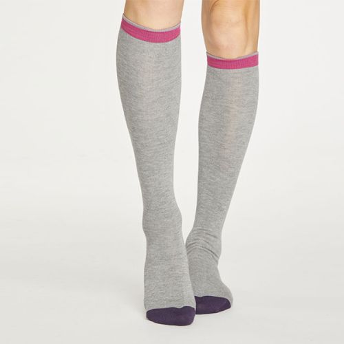 Thought Grey Marle Colour Block Below The Knee Socks