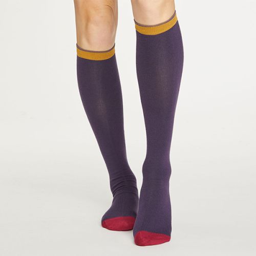 Thought Royal Purple Colour Block Below The Knee Socks