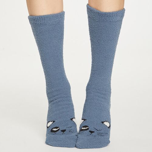 Thought Blue Slate Fuzzy Animal Socks