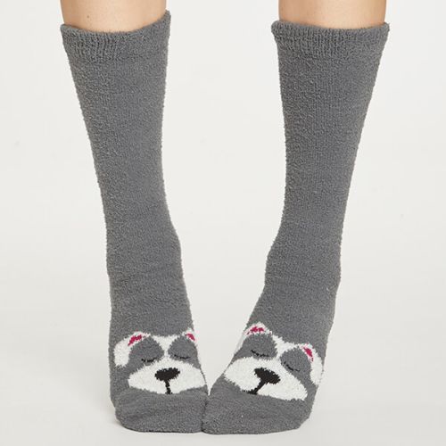 Thought Raven Grey Fuzzy Animal Socks