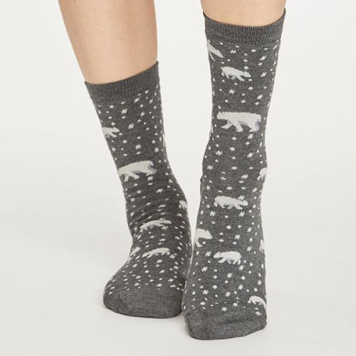 Thought Dark Grey Marle Artic Polar Bear Socks
