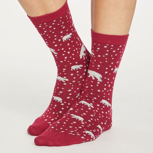 Thought Redcurrant Artic Polar Bear Socks