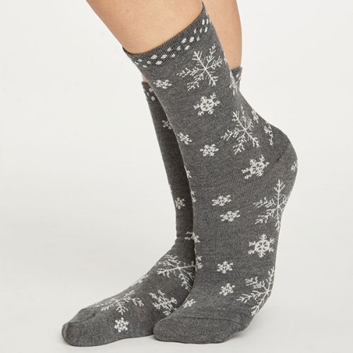 Thought Dark Grey Marle Snowflake Socks