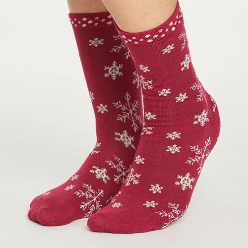 Thought Redcurrant Snowflake Socks