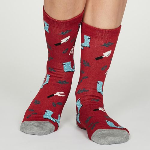 Thought Coral Red Eden Socks