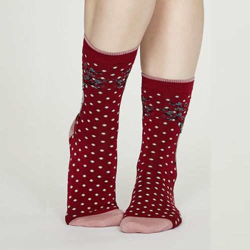 Thought Berry Red Elias Bamboo Christmas Light Socks
