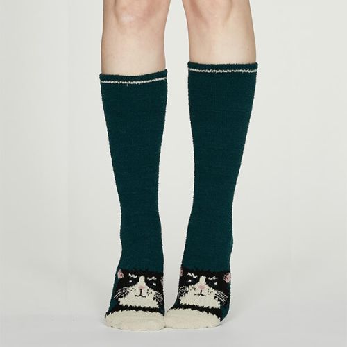 Thought Teal Blue Rebecca Fuzzy Socks