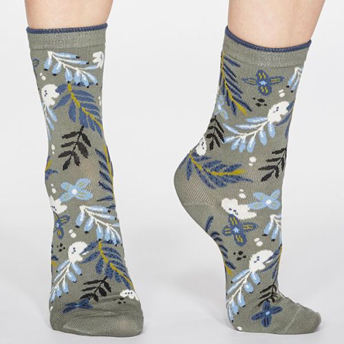 Thought Sage Green Nelly Floral Socks