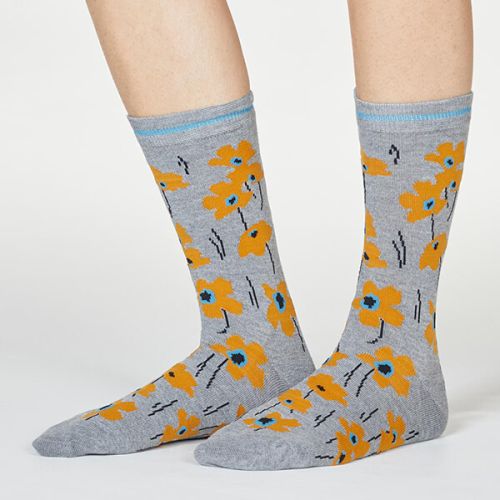 Thought Grey Marle Peggie Floral Socks