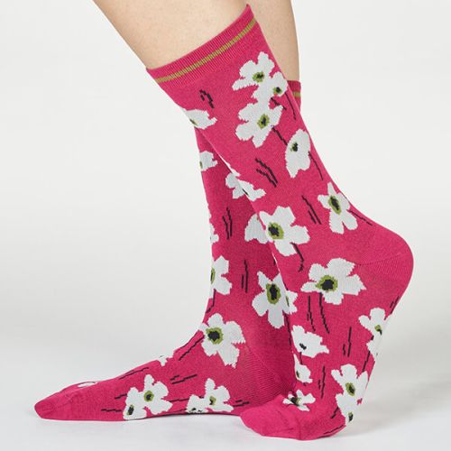 Thought Magenta Pink Peggie Floral Socks