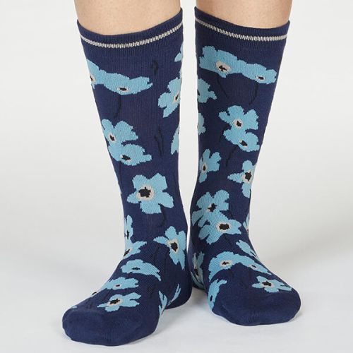 Thought Navy Peggie Floral Socks