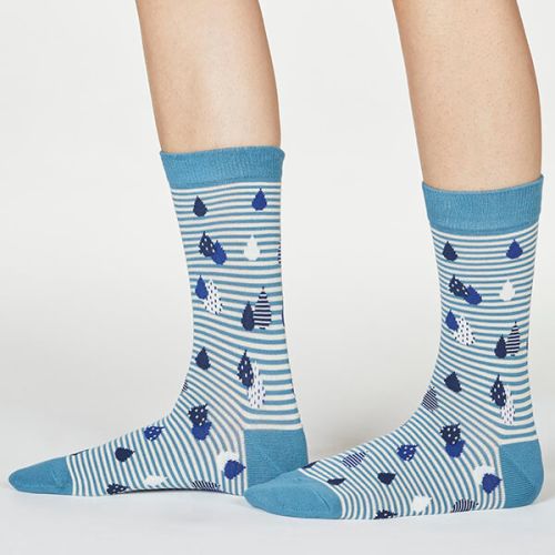Thought River Blue Juliette Raindrop Socks