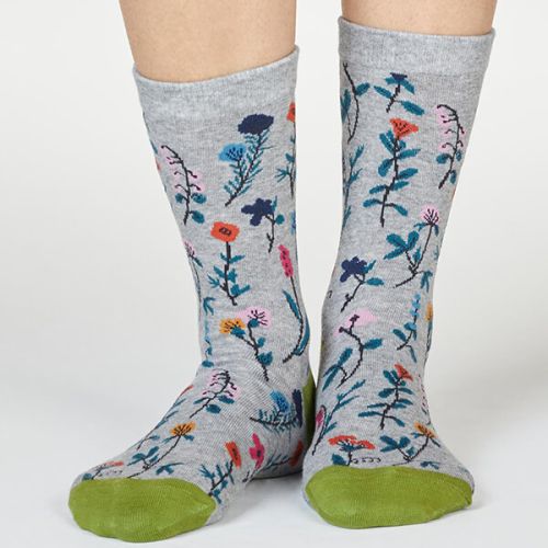 Thought Grey Marle Mondie Floral Socks