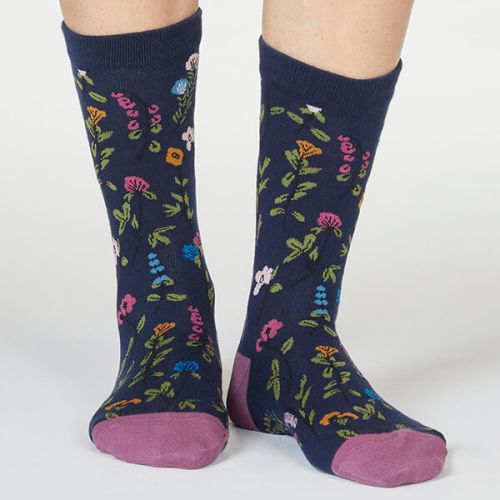 Thought Navy Mondie Floral Socks