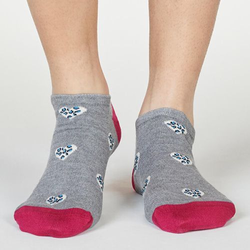 Thought Grey Marle Lily Leopard Heart Socks