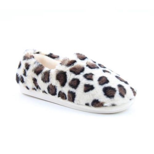 Heavenly Feet Beige Leopard Premium Memory Foam Slippers