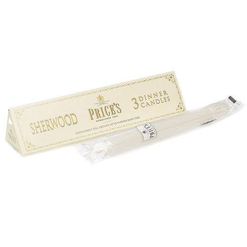 Prices Sherwood 10 inch Dinner Candle Pack Of 3 White