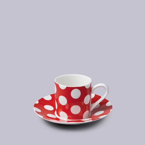 W.M.Bartleet & Sons Espresso Cup and Saucer Spotty Red