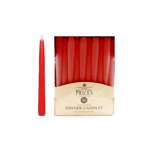 Prices Pack Of 50 Dinner Candles Red
