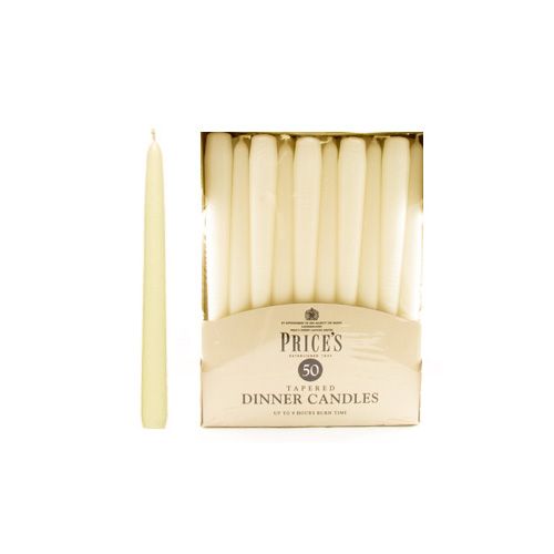 Prices Pack Of 50 Dinner Candles Ivory