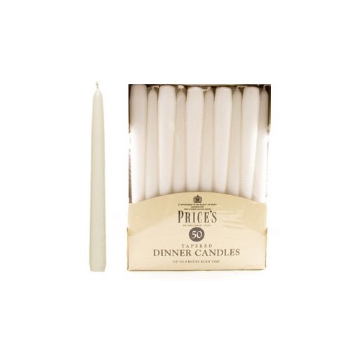 Prices Pack Of 50 Dinner Candles White
