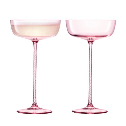 LSA Champagne Theatre 190ml Champagne Saucer Braid / Dawn Pink Set Of 2