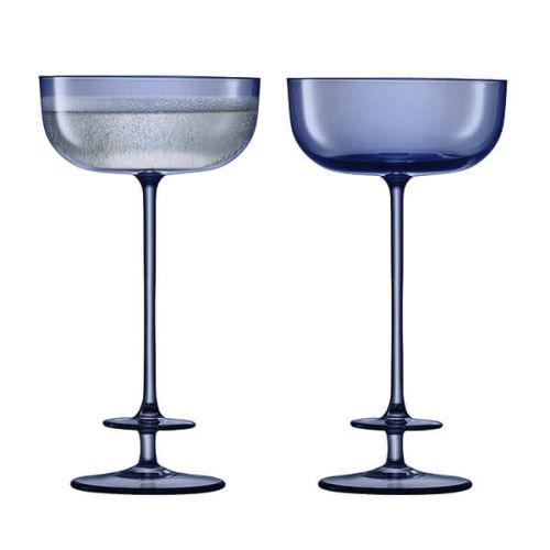 LSA Champagne Theatre 210ml Champagne Saucer Tier / Midnight Blue Set Of 2