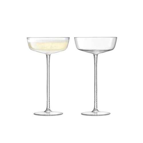 LSA Champagne Theatre Champagne Saucer 190ml Braid & Clear Set Of Two