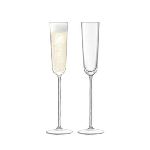 LSA Champagne Theatre Champagne Flute 120ml Braid & Clear Set Of Two