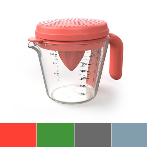Venn Multi Use Strainer, Egg Separator & Juicer Measuring Jug Set Red