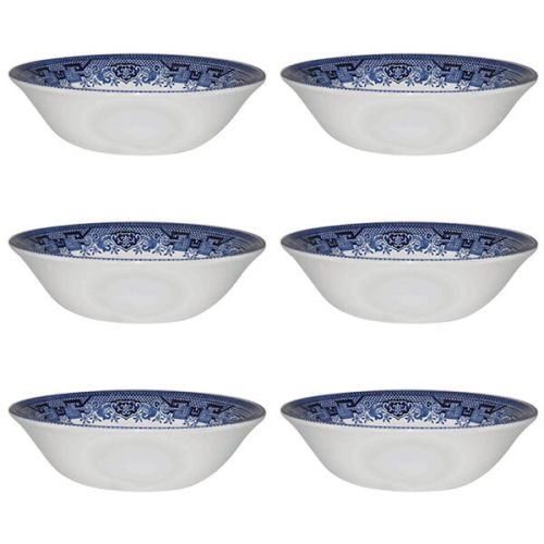 Churchill China Blue Willow Scollop Bowl 22cm Set Of 6