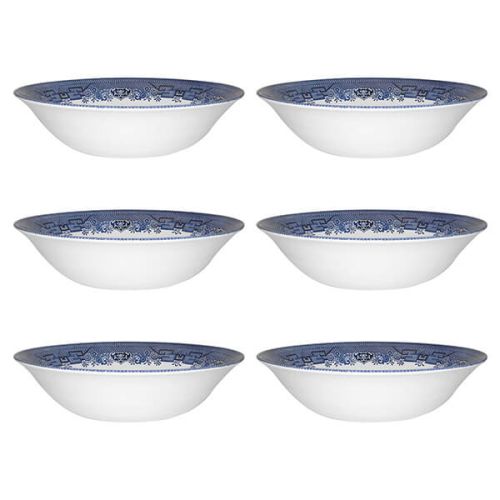 Set Of 6 Cereal Bowl 15.5 cm New Churchill Blue Willow Plate Serving Bowls New 