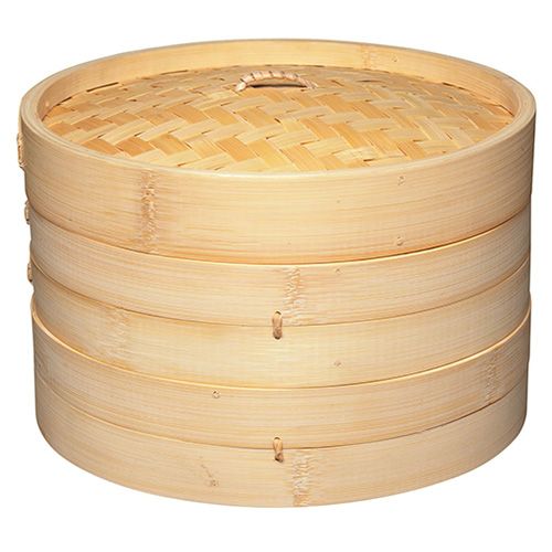 World Of Flavours Oriental Two Tier Large Bamboo Steamer and Lid
