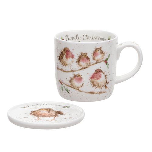 Wrendale Designs Mug & Coaster Family Christmas