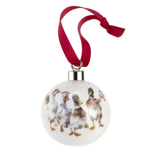 Wrendale Designs Ceramic Christmas Decoration All Wrapped Up Ducks