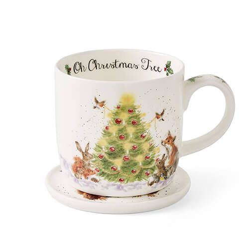 Wrendale Designs Mug and Coaster Set Oh Christmas Tree