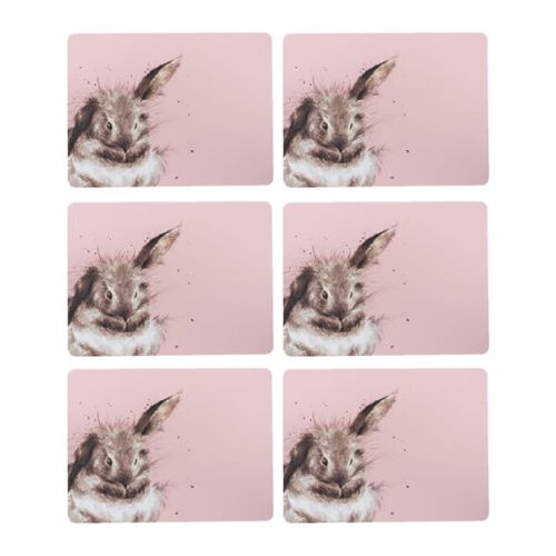Wrendale Designs Set of 6 Pink Rabbit Placemats