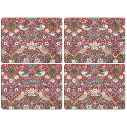 Morris & Co Strawberry Thief Red Placemats Set of 4