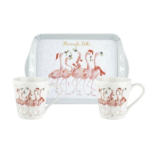 Wrendale Designs Christmas Collection Flamingle Bells Birds Twin Mug and Tray Set