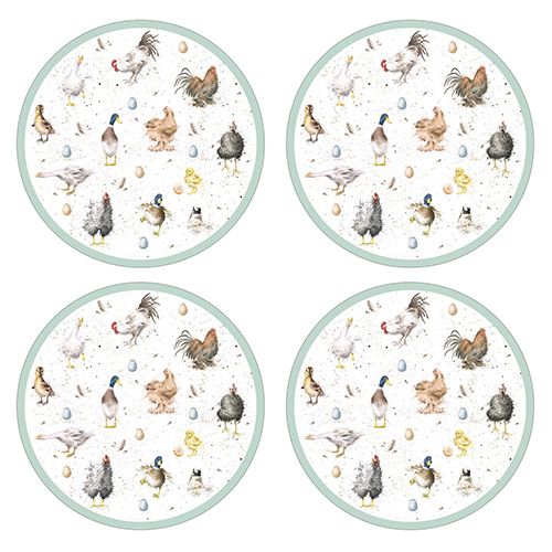 Wrendale Designs Farmyard Friend Round Placemats Set Of 4