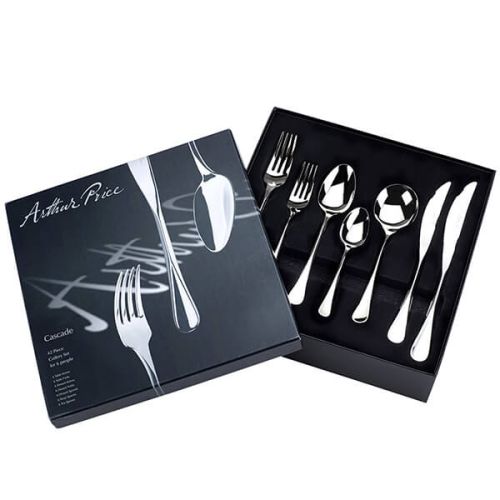 Arthur Price Signature Cascade 42 Piece 6 Person Cutlery Box Set FREE Extra 6 Tea Spoons