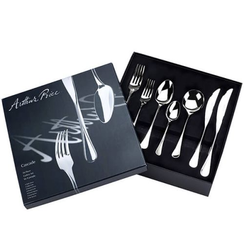 Arthur Price Signature Cascade 56 Piece 8 Person Cutlery Box Set FREE Extra 8 Tea Spoons
