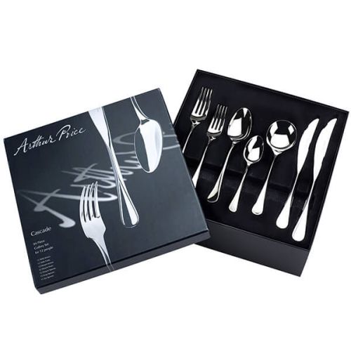 Arthur Price Signature Cascade 84 Piece 12 Person Cutlery Box Set FREE Extra 12 Tea Spoons