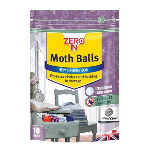 Protects Clothes & Bedding In Storage Zero In Moth Balls Pack of 10 