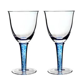 Denby Set Of 2 Imperial Blue Red Wine Glasses 