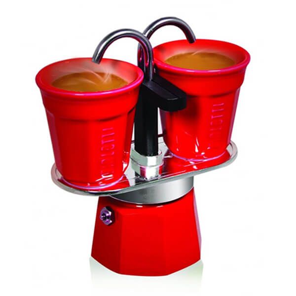 Bialetti Mini Express Double Serve Coffee Maker (2 Cups & 2 Cup Coffee Maker) - Red