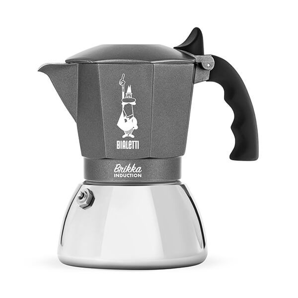 Bialetti Brikka Crema Induction Stovetop Coffee Maker 4 Cup Silver Black