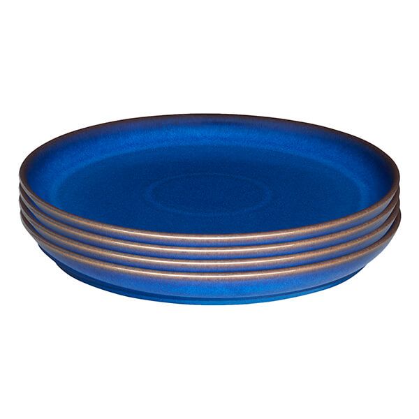 Denby Imperial Blue Set Of 4 Coupe Dinner Plates