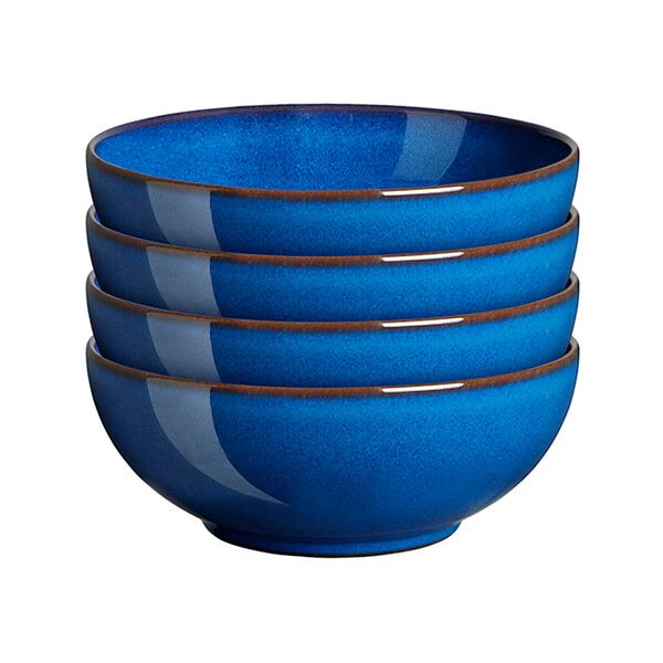 Denby Imperial Blue Set Of 4 Coupe Cereal Bowls
