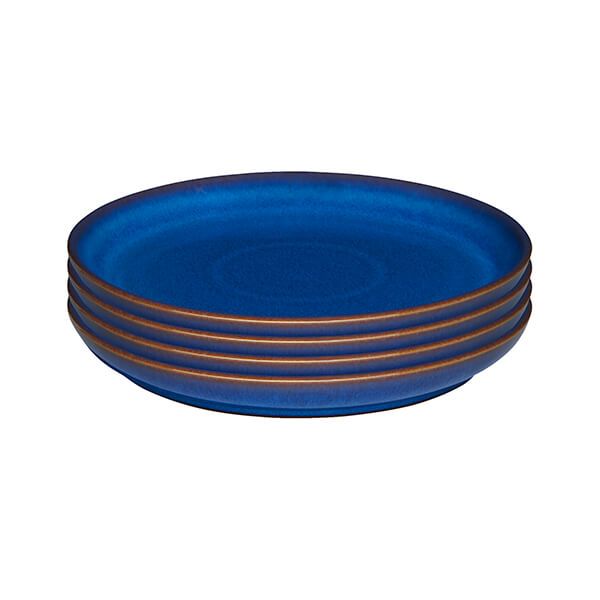 Denby Imperial Blue Set Of 4 Medium Coupe Plates